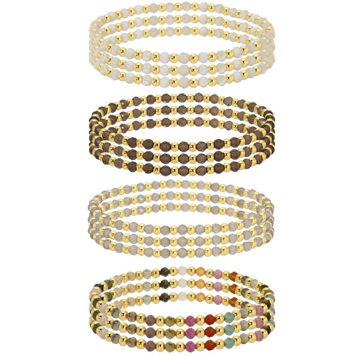 Beaded Bracelets w/ Alternating Stones-3mm Assorted