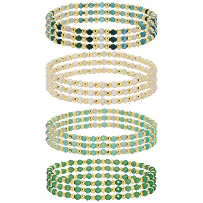 Beaded Bracelets w/ Alternating Stones-3mm Assorted