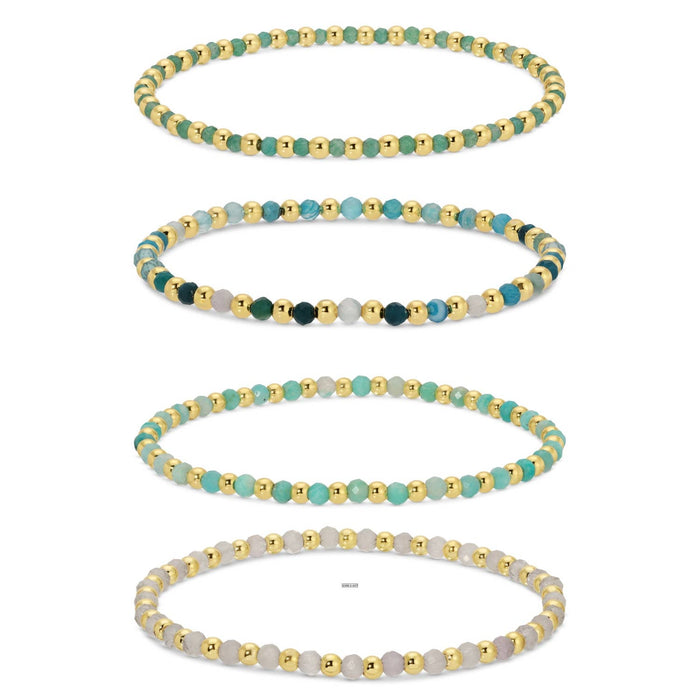 Beaded Bracelets w/ Alternating Stones-3mm Assorted