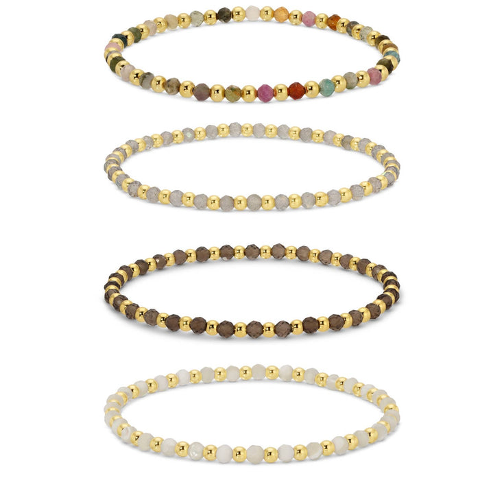 Beaded Bracelets w/ Alternating Stones-3mm Assorted