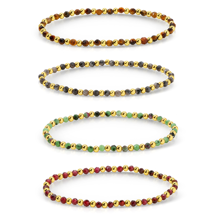 Beaded Bracelets w/ Alternating Stones-3mm Assorted