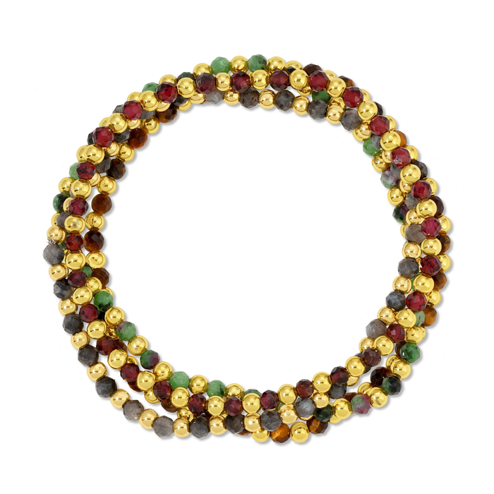Beaded Bracelets w/ Alternating Stones-3mm Assorted