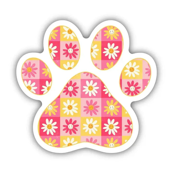 Big Moods Happy Flowers Paw Print Vinyl Sticker