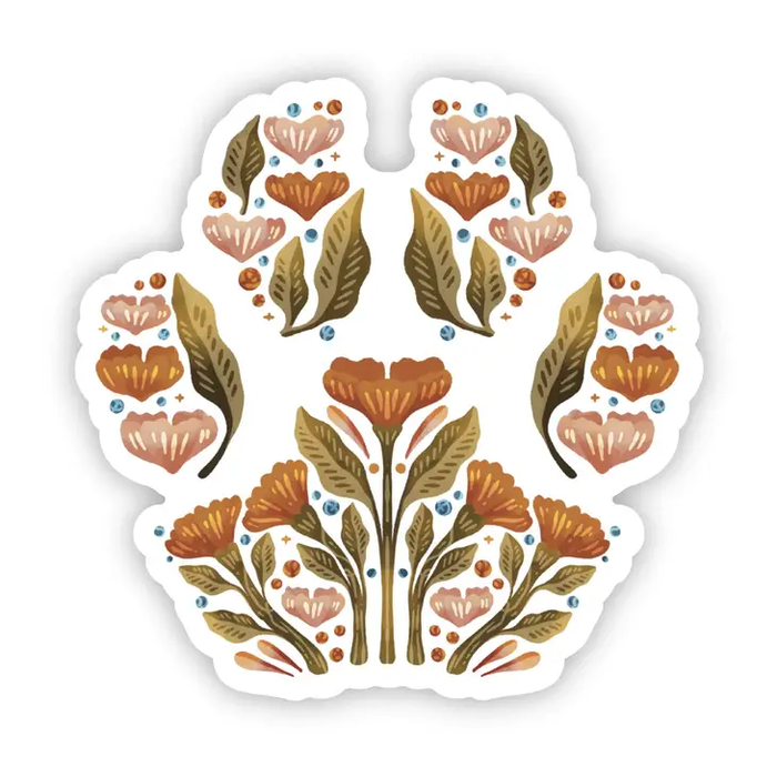 Big Moods Natural Floral Paw Print Vinyl Sticker