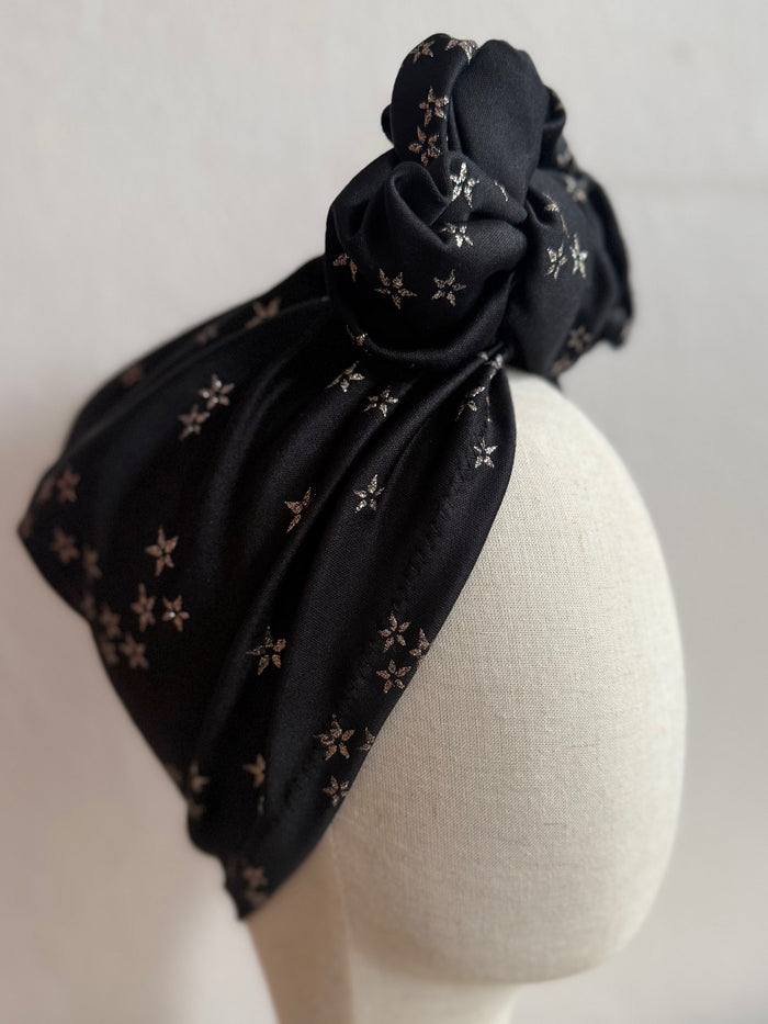 witchy black starry vintage style turban