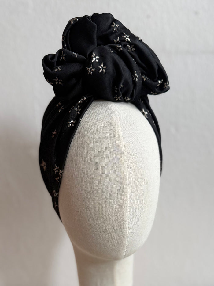 witchy black starry vintage style turban