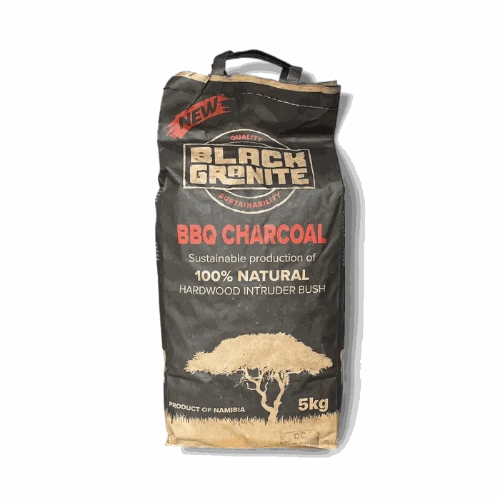 5kg bag of Black Granite Charcoal 100% natural hardwood BBQ charcoal for South African braais