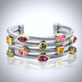 "Blossom" - Two-Tone Multicolor Cubic Zirconia Cuff Bracelet
