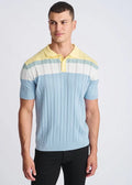 Blue Ice/Yolk Color Block Silk/Tencel 3-Button Kinit Polo PM-16322