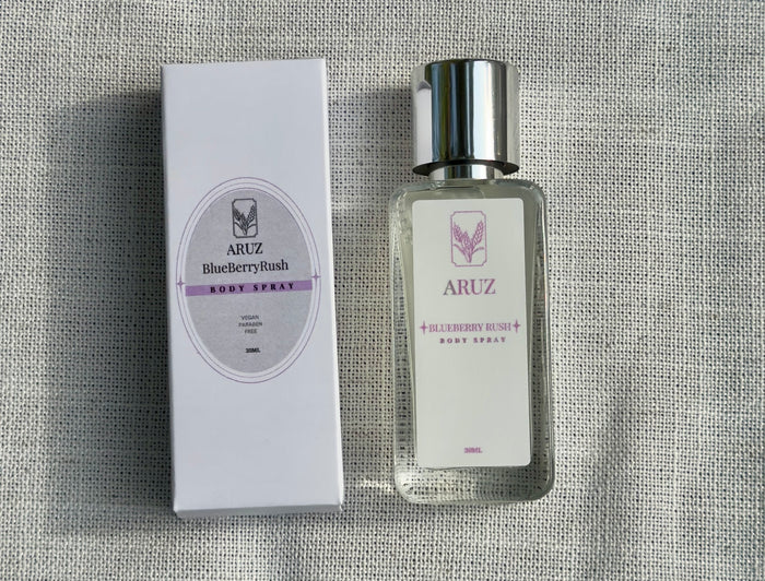 Blueberry Rush Body Spray bottle design