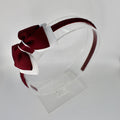 Bow School Hairband - Burgundy and White