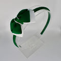Bow School Hairband - Forest Green and White