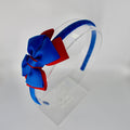 Bow School Hairband - Royal Blue and Red