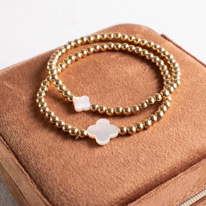 Bracelet With Shell Quatrefoil Accents-4mm Stretch