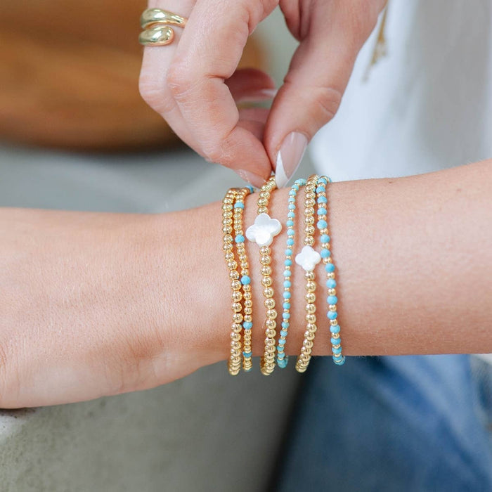Bracelet With Shell Quatrefoil Accents-4mm Stretch