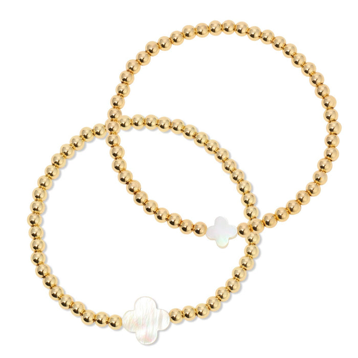 Bracelet With Shell Quatrefoil Accents-4mm Stretch