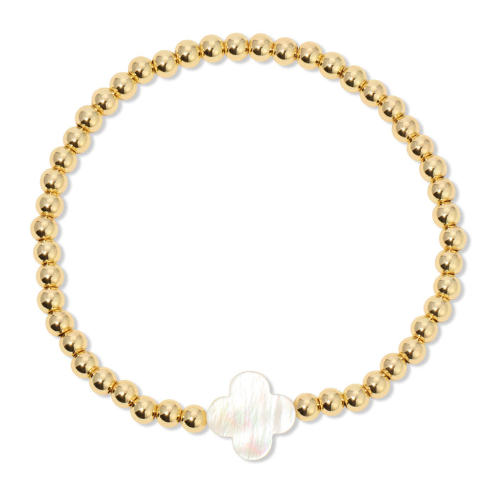 Bracelet With Shell Quatrefoil Accents-4mm Stretch