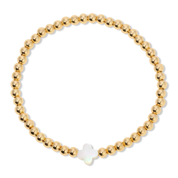 Bracelet With Shell Quatrefoil Accents-4mm Stretch