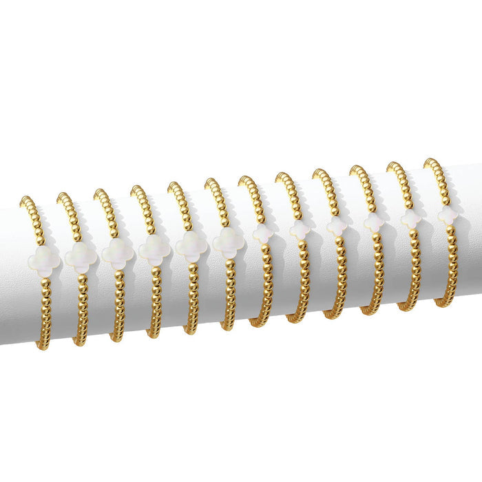 Bracelet With Shell Quatrefoil Accents-4mm Stretch