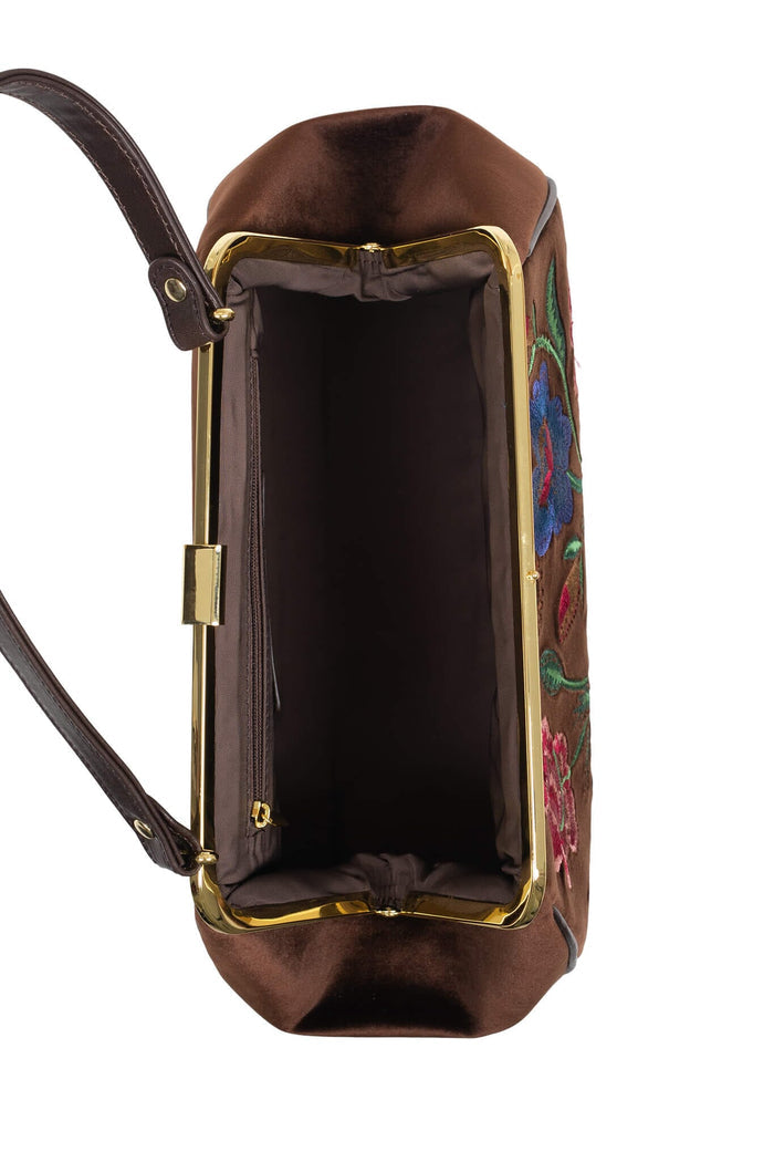 BRODERIE Jeffrey Campbell Handbags Brown Velvet Floral Multi