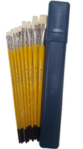 Brush set of 9 pcs Artist Quality White Bristle Hair Brushes for Oil and Acrylic with Brush Case