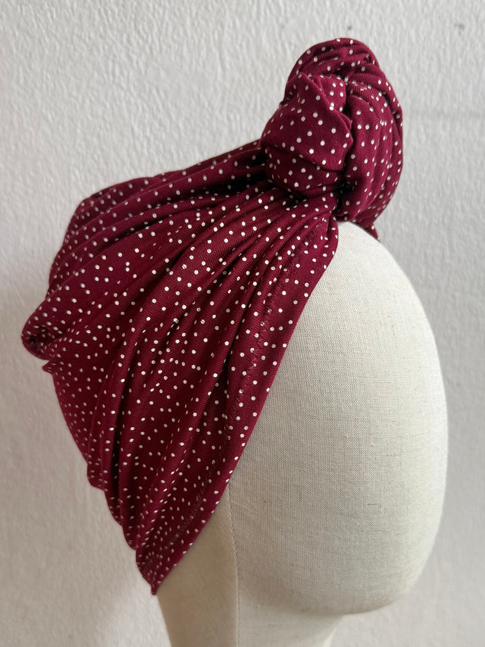 burgundy polka dot vintage style turban
