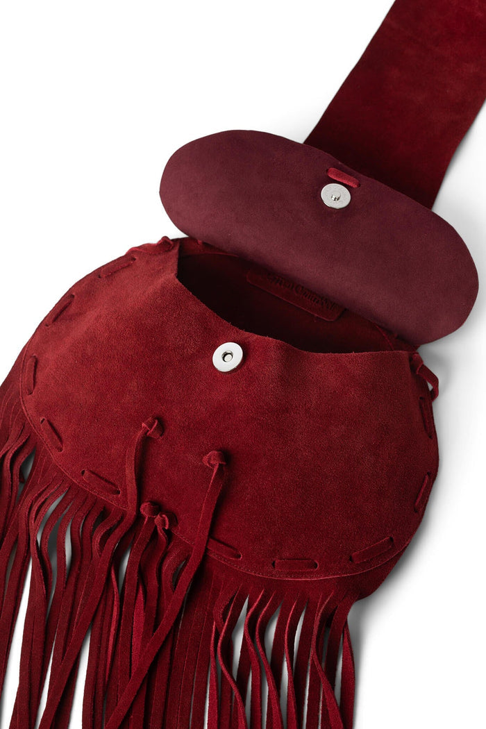 BURRO Jeffrey Campbell Fringe Bag Red Suede