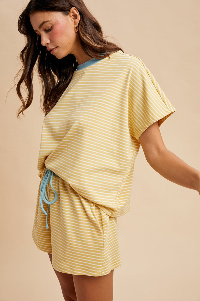 Butter & Baby Blue Striped Shorts