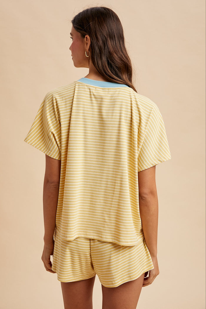 Butter & Baby Blue Striped Shorts
