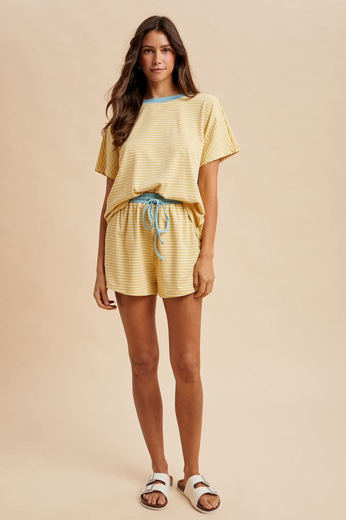 Butter & Baby Blue Striped Shorts