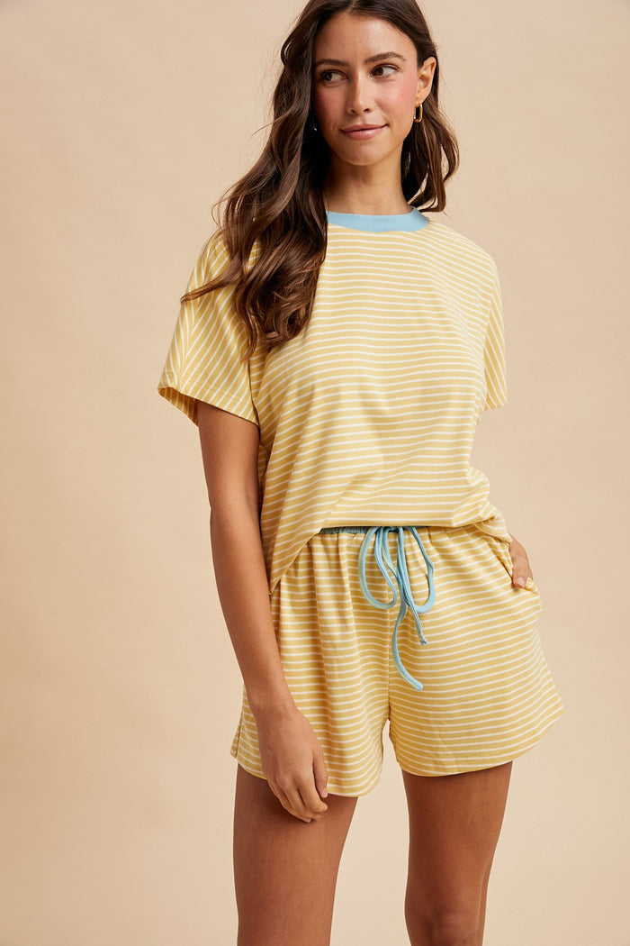Butter & Baby Blue Striped Shorts