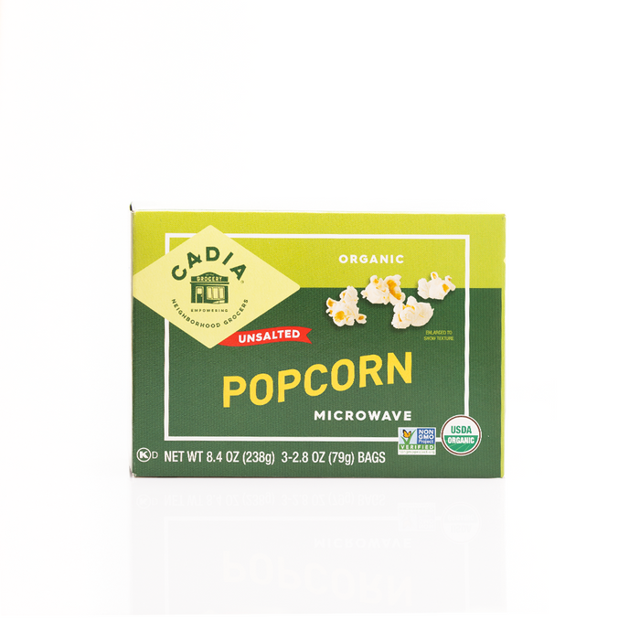 Cadia Organic Unsalted Microwave Popcorn 238g (3 x 79g bags)