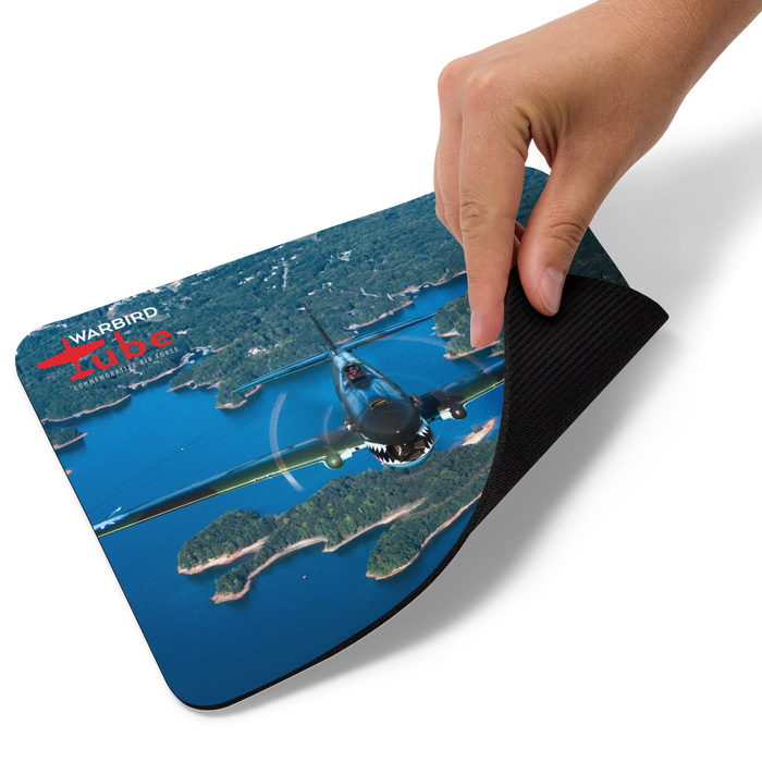 CAF Warbird Tube Mouse Pad - P-40 Warhawk shown with mouse shows underneath