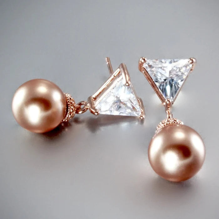 "Calla" - Swarovski Pearls and 14K Rose Gold-Filled Earrings