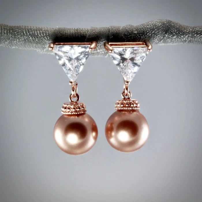 "Calla" - Swarovski Pearls and 14K Rose Gold-Filled Earrings