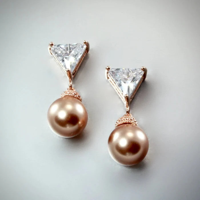 "Calla" - Swarovski Pearls and 14K Rose Gold-Filled Earrings