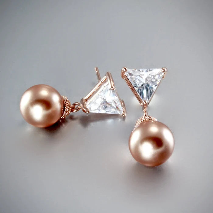 "Calla" - Swarovski Pearls and 14K Rose Gold-Filled Earrings
