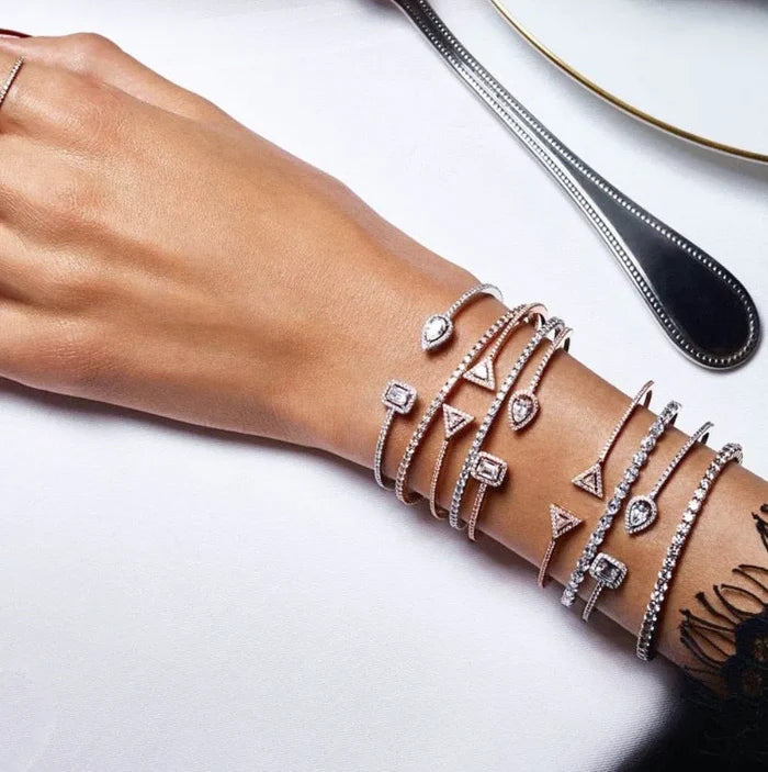 Wedding Jewelry - Cubic Zirconia Bridal Bracelet - Available in Silver, Rose Gold and Yellow Gold