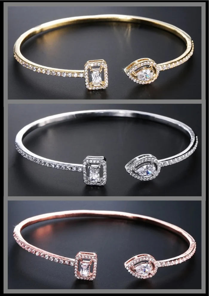 Wedding Jewelry - Cubic Zirconia Bridal Bracelet - Available in Silver, Rose Gold and Yellow Gold
