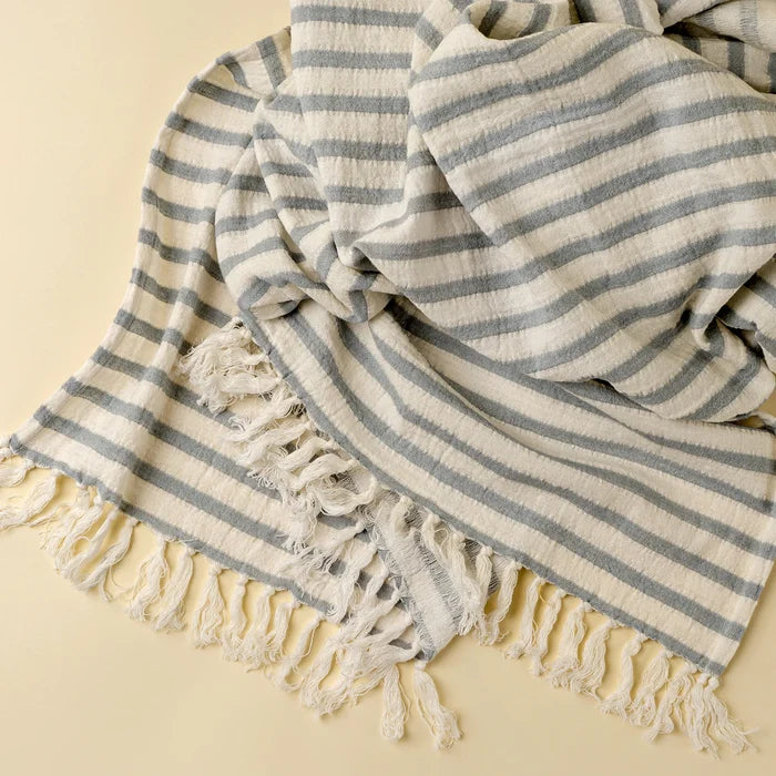Castaway Cotton Throw, Blue - Magnolia Lane co. Home + Garden + Gift