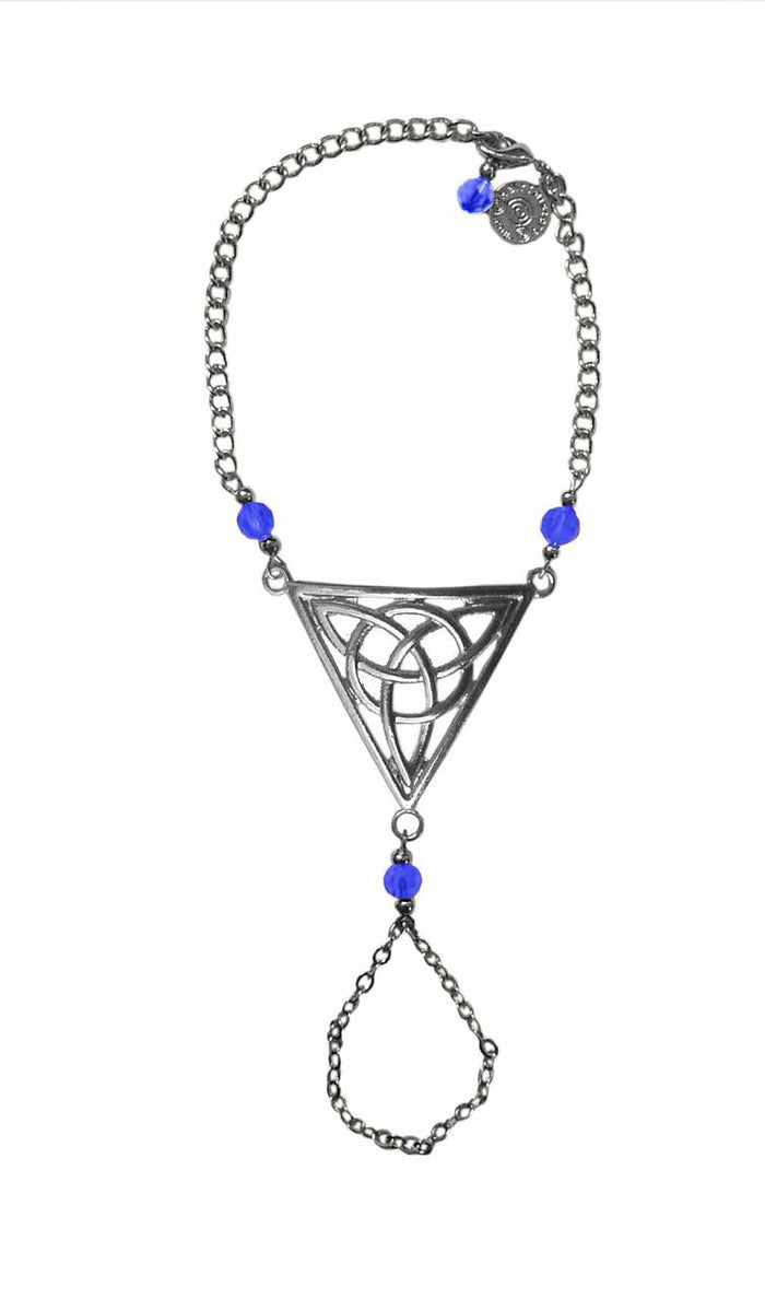Celtic Triangle Finger Bracelet - Adjustable Symbolic Jewelry front view