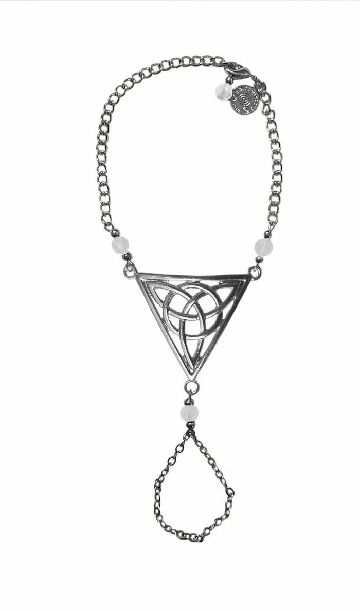 Celtic Triangle Finger Bracelet - Adjustable Symbolic Jewelry front view