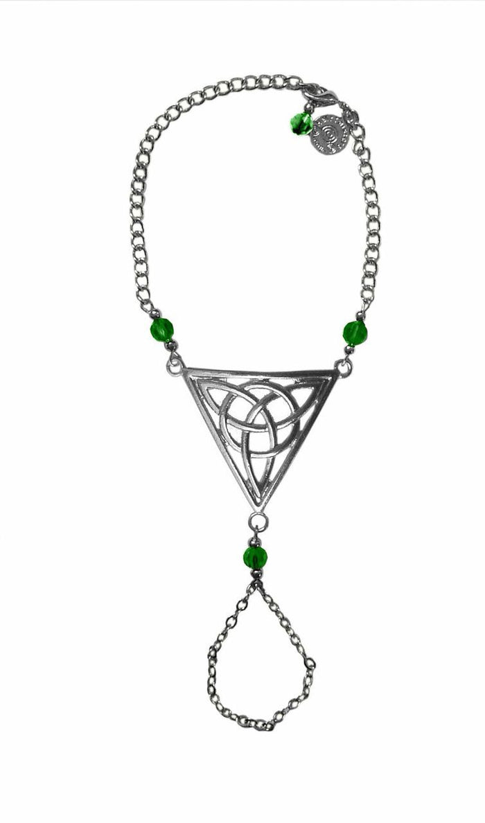 Celtic Triangle Finger Bracelet - Adjustable Symbolic Jewelry front view