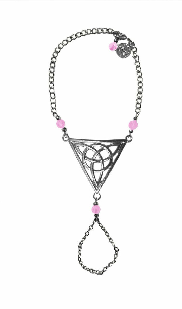 Celtic Triangle Finger Bracelet - Adjustable Symbolic Jewelry front view