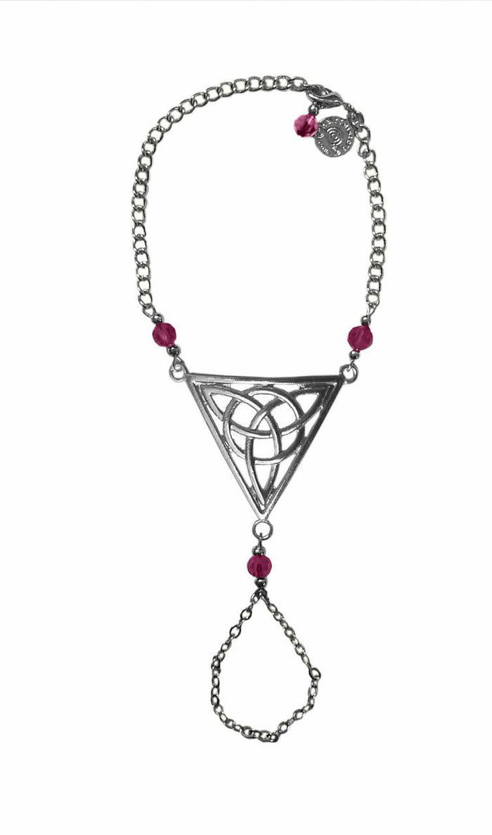 Celtic Triangle Finger Bracelet - Adjustable Symbolic Jewelry front view