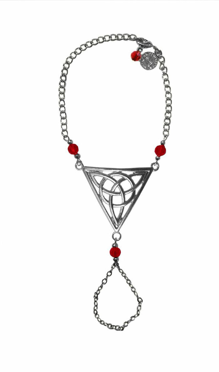 Celtic Triangle Finger Bracelet - Adjustable Symbolic Jewelry front view
