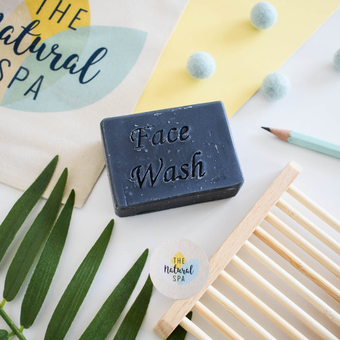 charcoal face wash bar, solid face wash, plastic-free skincare, vegan
