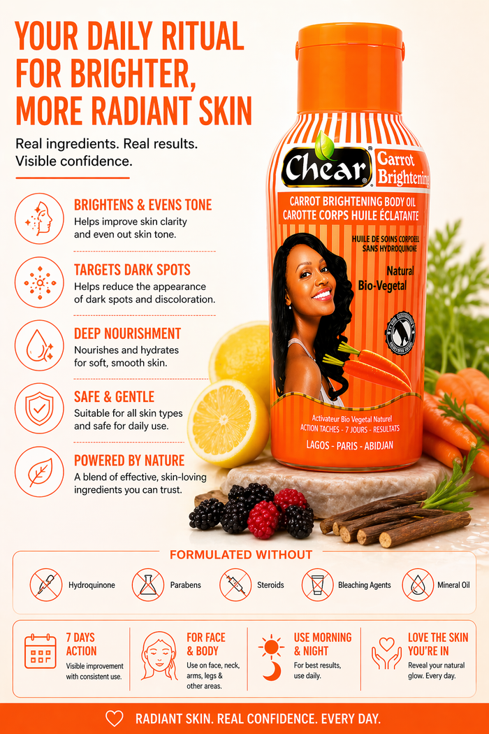 Chear Carrot Skin Brightening Oil 60ml – Kojic Acid Dark Spot Remover | Glow Oil for Hyperpigmentation, Acne Scars & Uneven Skin Tone