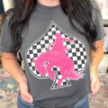 Checkered Spade Pink Bronc Graphic Tee