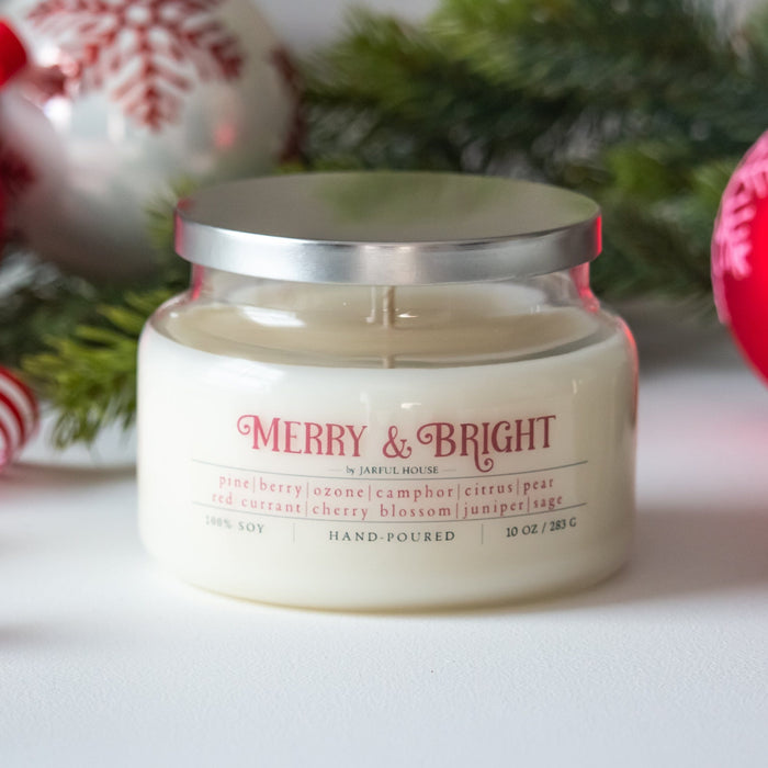 Christmas Candle Merry & Bright  - 10 oz - Jarful House